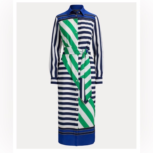 Lauren Ralph Lauren Dresses & Skirts - Lauren Ralph Lauren Long Sleeve Dress in Blue and Green Stripes